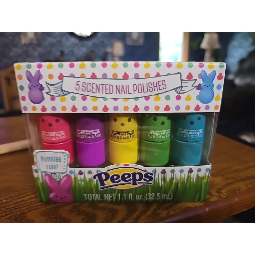 PEEPS The Easter Bunny SCENTED NAIL POLISH SET of‎ 5 NEW in BOX